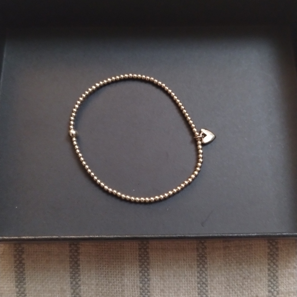 Erica woolston Heart Elegant Gold Beaded Bracelet with Heart Charm